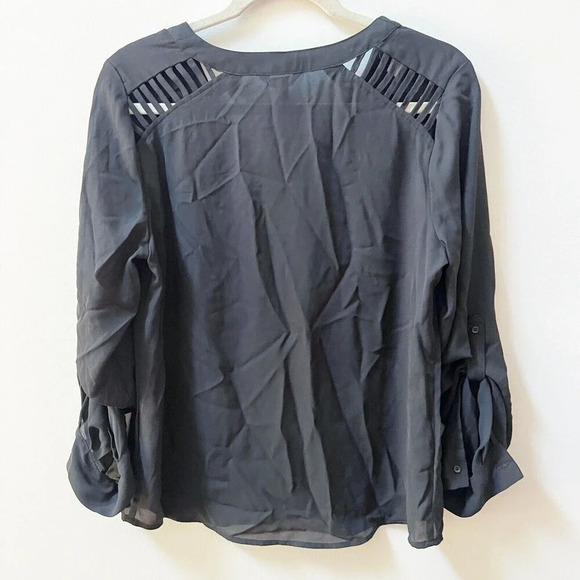 NWT Candie’s Black Cut-Out Long Sleeve Top Women’s Large Lightweight Minimalist - Picture 8 of 9